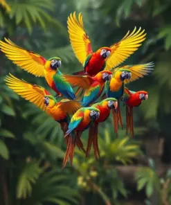 Ascending Tropical Parrot Flock paint by numbers