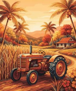 Autumnal Hawaiian Plantation Tractor Paint By Numbers