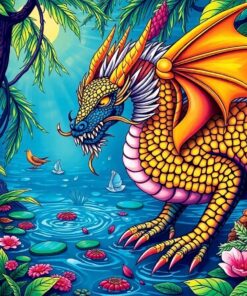 Awakening Tropical Swamp Dragon Paint By Numbers