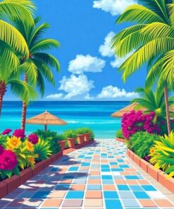 Azure Caribbean Paved Way Paint By Numbers