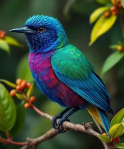 Azure Cotinga Botanical Portrait Paint By Numbers