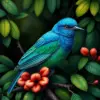 Azure Cotinga Botanical Portrait Paint By Numbers