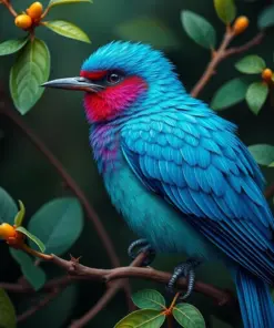 Azure Cotinga Botanical Portrait Paint By Numbers