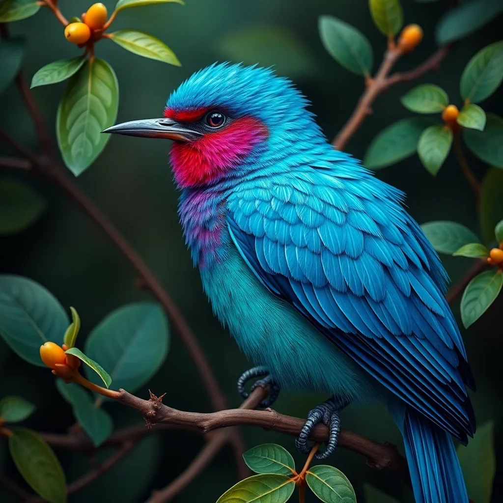 completed artwork display Azure Cotinga Botanical Portrait Paint By Numbers