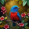 Azure Cotinga Botanical Portrait Paint By Numbers