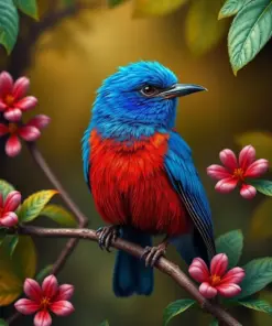 Azure Cotinga Botanical Portrait Paint By Numbers