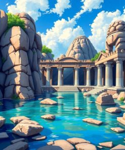 Azure Waters Temple Stones Paint By Numbers