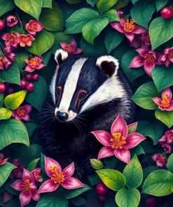 Badger Amidst Passion Vines Paint By Numbers