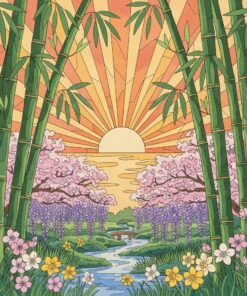 Bamboo Sunrise Spring Blooms Paint By Numbers