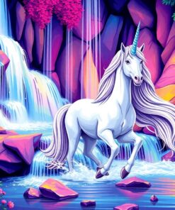Banyan Waterfall Realistic Unicorn Paint By Numbers