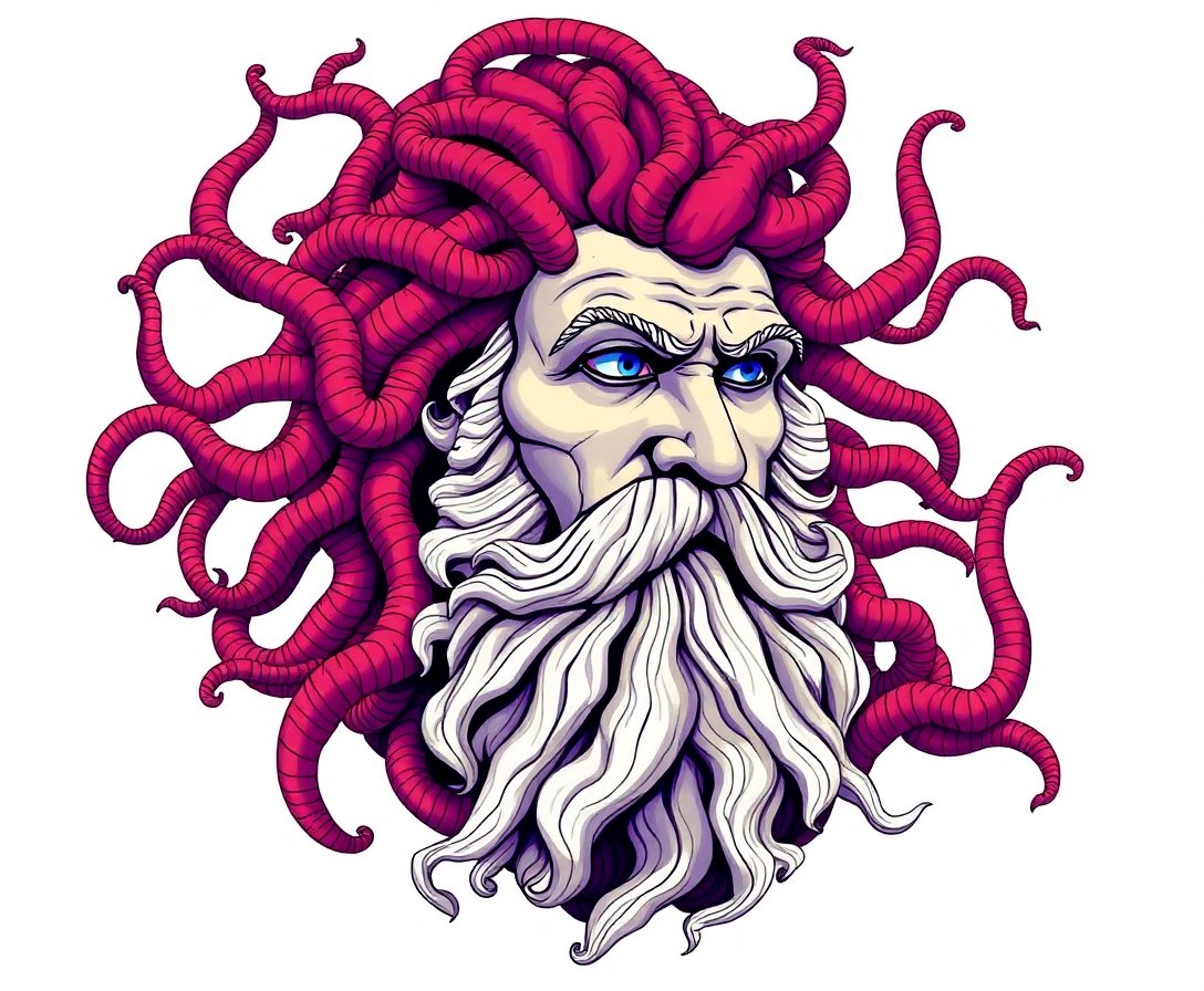 Barnacled Sea God Bust Paint By Numbers | Poseidon Kit completed