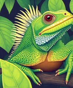 Basking Tropical Green Iguana Paint By Numbers