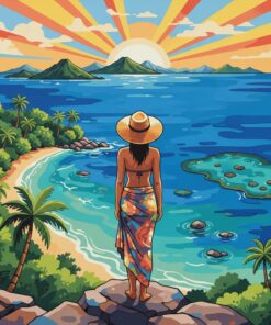 Bather Overlooking Tropical Waters Paint By Numbers