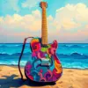 Beach Colorful Guitar Paint By Numbers