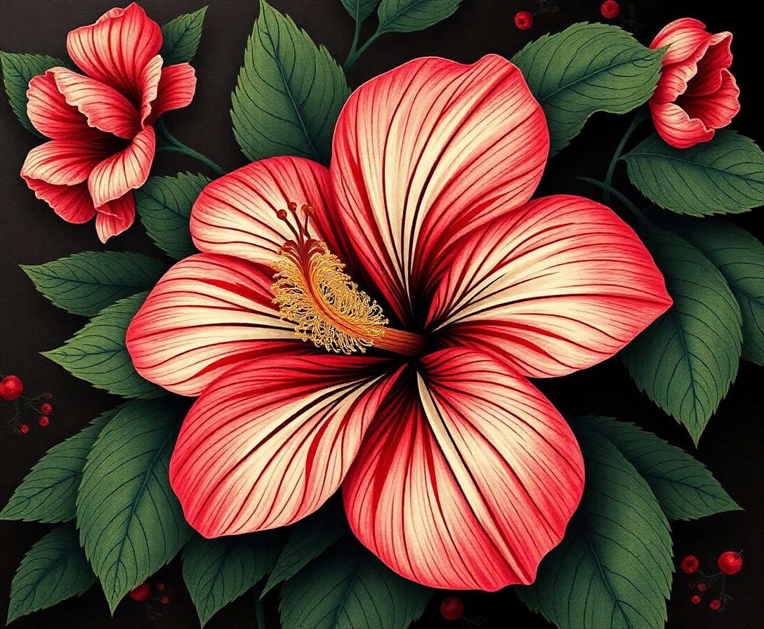 Botanical Hibiscus Paint Numbers Botanical Hibiscus Paint Numbers