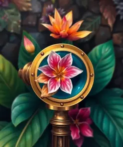 Blooming Tropical Brass Spyglass Paint By Numbers