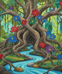 Blossoming Ancient Banyan Roots Paint By Numbers