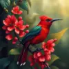Botanical Crimson Sunbird Art Paint By Numbers