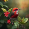 Botanical Crimson Sunbird Art paint by numbers