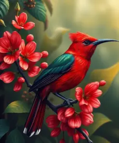 Botanical Crimson Sunbird Art Paint By Numbers
