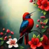Botanical Crimson Sunbird Art Paint By Numbers