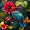 Botanical Crimson Sunbird Art Paint By Numbers