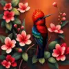 Botanical Crimson Sunbird Art Paint By Numbers