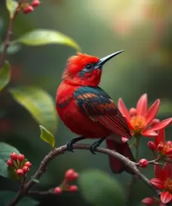 Botanical Crimson Sunbird paint by numbers