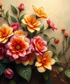 Brass Antique Realistic Flora Paint By Numbers