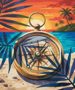 Brass Compass Palm Shadows Paint By Numbers