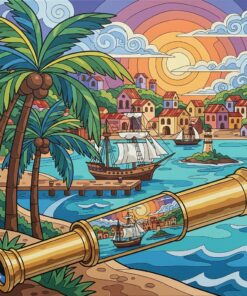 Brass Spyglass Tropical Port Paint By Numbers