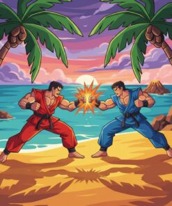 Brawlers Beneath Palm Shadows Paint By Numbers