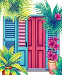 Tropical Shutters Paint Numbers