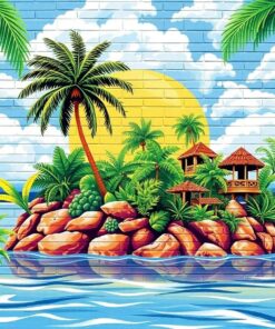 Brick Wall Island Mural Paint By Numbers