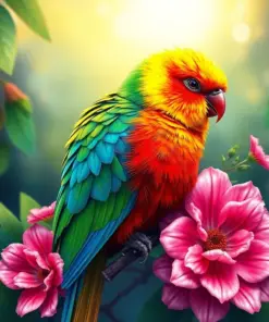 Bright Lorikeet Faded Blooms Paint By Numbers