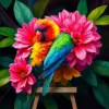 Bright Lorikeet Faded Blooms paint by numbers