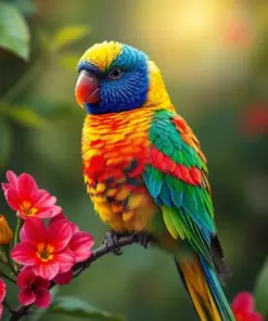 Bright Lorikeet Faded Blooms Paint By Numbers