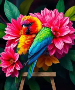 Bright Lorikeet Faded Blooms paint by numbers
