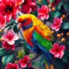 Bright Lorikeet Faded Blooms Paint By Numbers