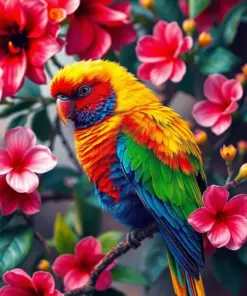 Bright Lorikeet Faded Blooms Paint By Numbers