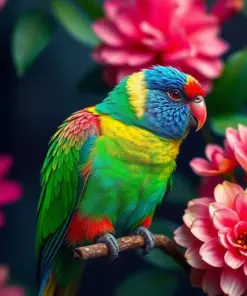 Bright Lorikeet Faded Blooms Paint By Numbers