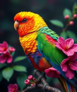 Bright Lorikeet Faded Blooms Paint By Numbers
