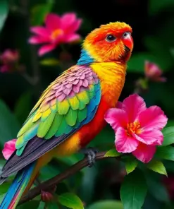 Bright Lorikeet Faded Blooms Paint By Numbers