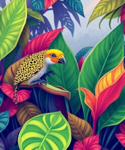 Bunting Amidst Realistic Monstera Paint By Numbers