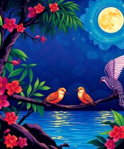 Buntings Under Tropic Moon Paint By Numbers