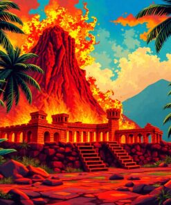 Burning Tropical Volcanic Ruins Paint By Numbers