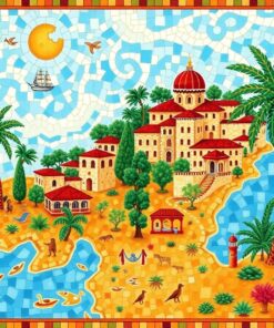 Byzantine Tropical Map Mosaic Paint By Numbers
