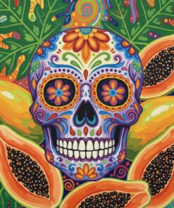 Calavera Amidst Ripe Papaya Paint By Numbers