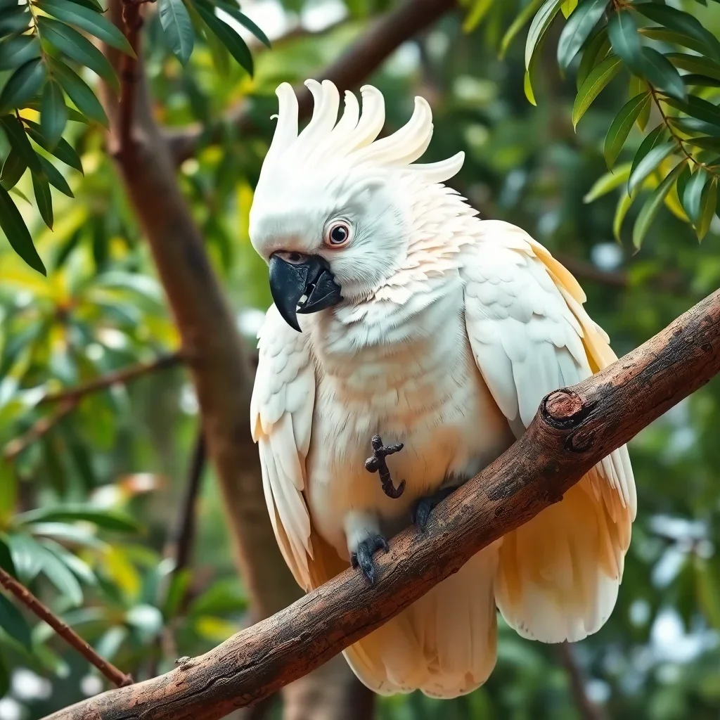 completed artwork display Canopy Resting White Cockatoo Paint By Numbers