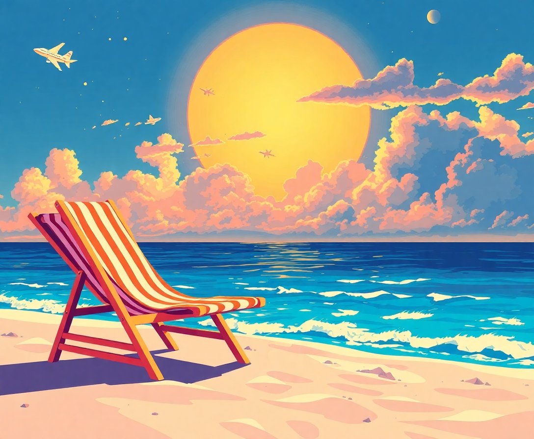 Cape Canaveral Sun Lounger Paint By Numbers - Vintage Space Art completed